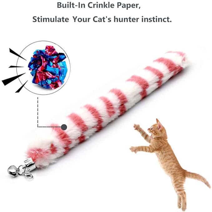 LASOCUHOO Cat Worm Toys, (3 Packs) Interactive Cat Wand Replacement, Wand Refill Attachments for Indoor Cats, Fit for Most Cats