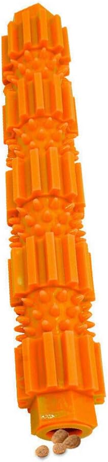 oAtm0eBcl Pet Dog Chew Toy, TPR Rubber Stick Puppy Chewy Toy for Aggressive Chewer, Teeth Cleaning & Slowing Feeding Toy for Dogs Orange L