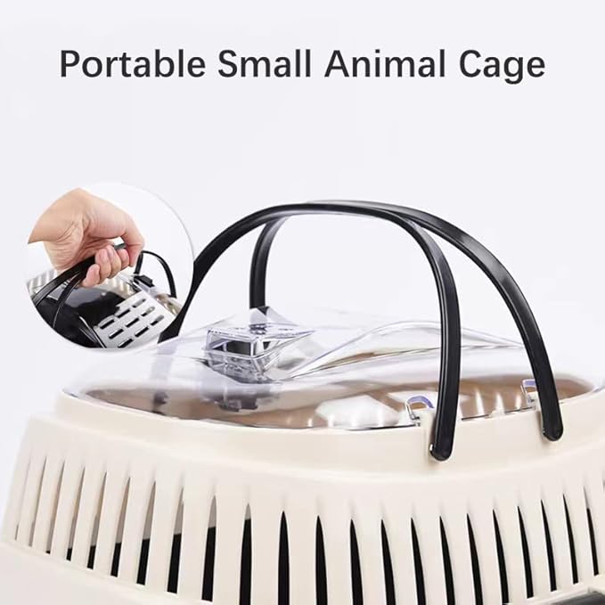 KAMEIOU Sky Blue Travel Small Animal Hamster Hedgehog Guinea Pig Cage Carrier for Hamster Hedgehog Ferret Guinea Pig Carrier Travel Cage with Handle Breathable Small Animal Guinea Pig Car Cage Carrier