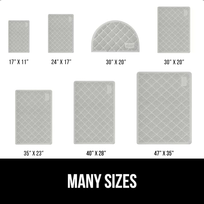 GORILLA GRIP Cat Litter Box Mat, Water Resistant, US Designed Kitty Litter Trapping Mats, Easy to Clean, Scatter Control, Less Mess and Clean Floors, Kitten Supplies for Indoor Cats, 30x20 Light Gray