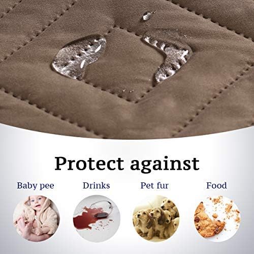 H.VERSAILTEX Reversible Chair Cover Furniture Protector Anti-Slip Couch Cover Water Resistant 2" Elastic Straps Chair Slipcover Pets Fit Sitting Width Up to 21" (Chair:75" x 65", Taupe Brown/Beige)