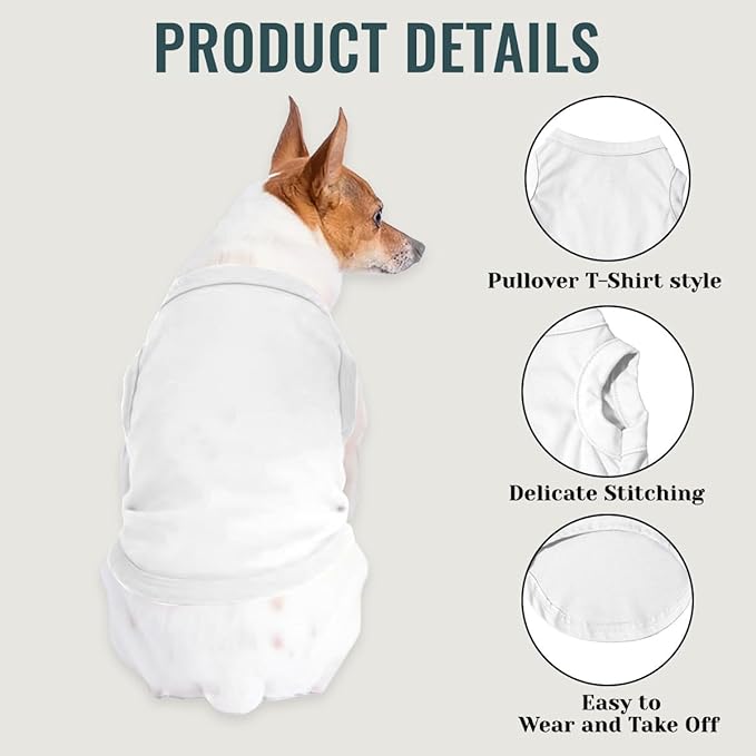 Custom Dog Clothes Shirts for Small Large Dogs Breathable Pet Shirt Customized Image Text Sleeveless Tank Tops for Puppy Cats Customize Pets Apparel Gifts, White, XXL