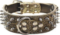 Serijoars Spiked Studded Dog Collar, PU Leather Dog Collar, Adjustable Pet Collars for Medium or Large Breed Pet (XL, Gold Brown1)