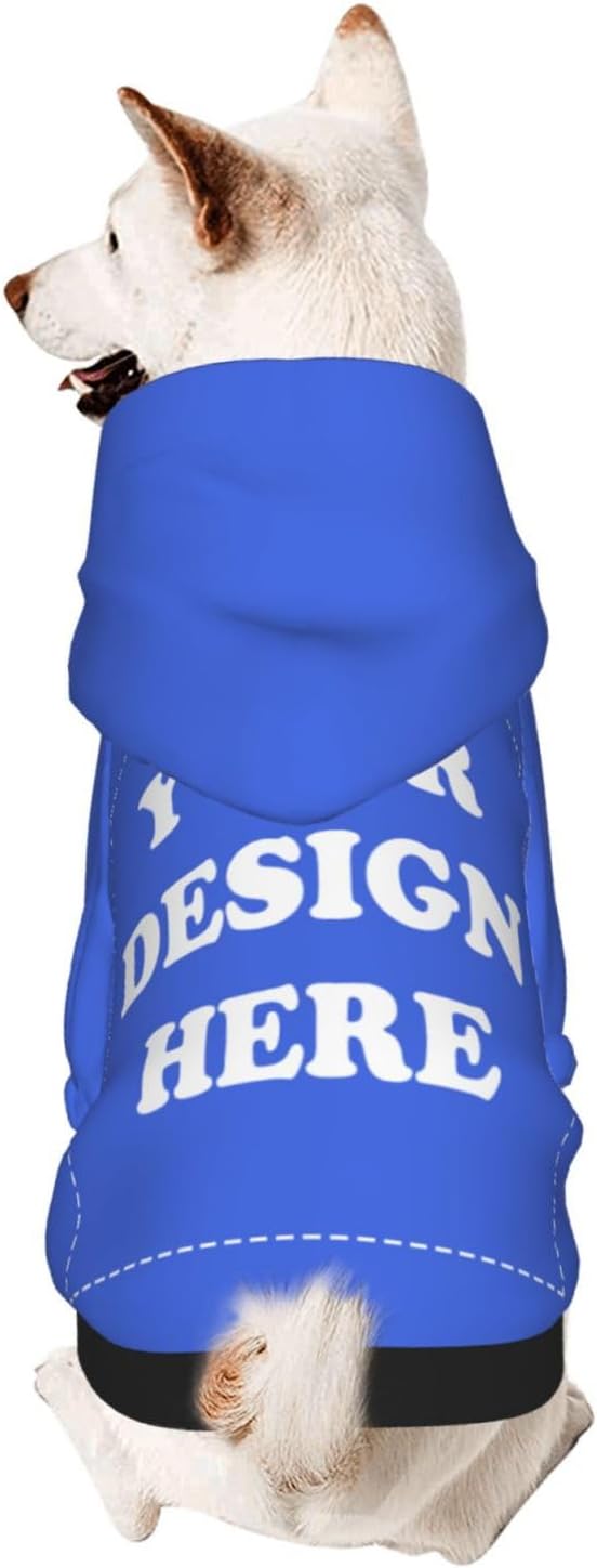 Dog Clothes, Custom Dog Hooded Sweatshirt, Personalized Pet Costume Robe Shirt with Text/Image/Club Name/Pet Shop Logo for Small Medium Large Dogs and Cats, RoyalBlue, XS
