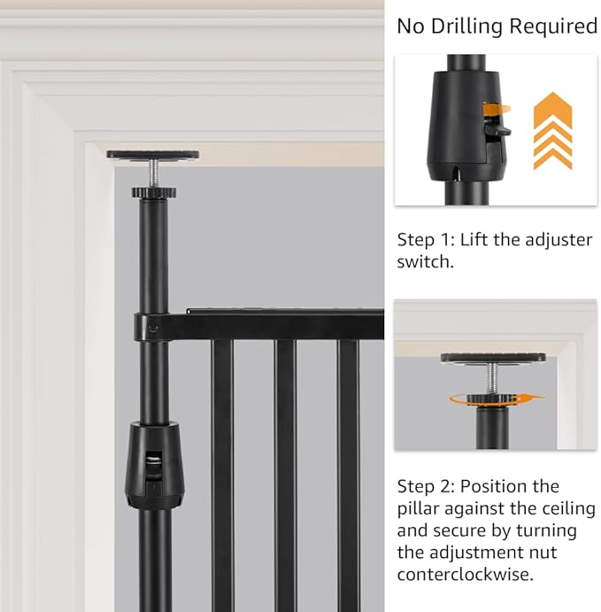 unipaws 75" High Extra Tall Cat Gate, Auto Closing and No Drilling Safety Gate for Doorway Hallway Stairs, Cat Dog Proof, Fit for 35"-51" Wide Opening, Indoor Use, Black