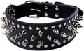 Serijoars Spiked Studded Dog Collar, PU Leather Dog Collar, Adjustable Pet Collars for Medium or Large Breed Pet (L, Black)