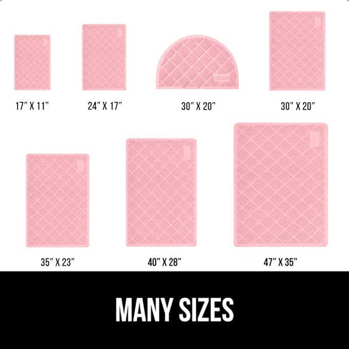 GORILLA GRIP Cat Litter Box Mat, Water Resistant, US Designed Kitty Litter Trapping Mats, Easy to Clean, Scatter Control, Less Mess and Clean Floors, Kitten Supplies for Indoor Cats, 17x11 Light Pink