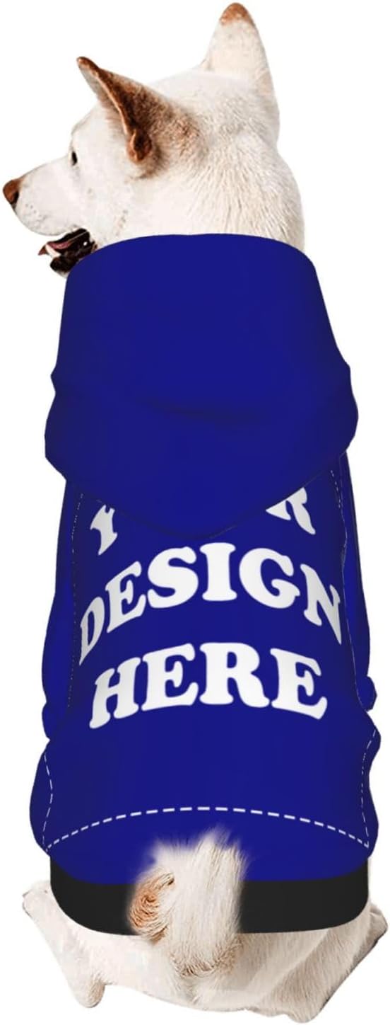 Personalized Dog Hoodie, Custom Dog Costumes for Small Dogs, Holiday Happy Dog Clothes Football Pet Shirt Sweater with Name Number for Girl/Boy Cats/Kitten, Blue, XXS