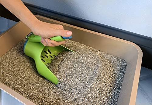 Cat Litter Scoop and Release - Easy Disposal Scooper for Litter Box, Kitty Scoop - Patented Quick Button Release Cat Litter Scooper Design - Litter Lifter, Poop Scoop (Green)