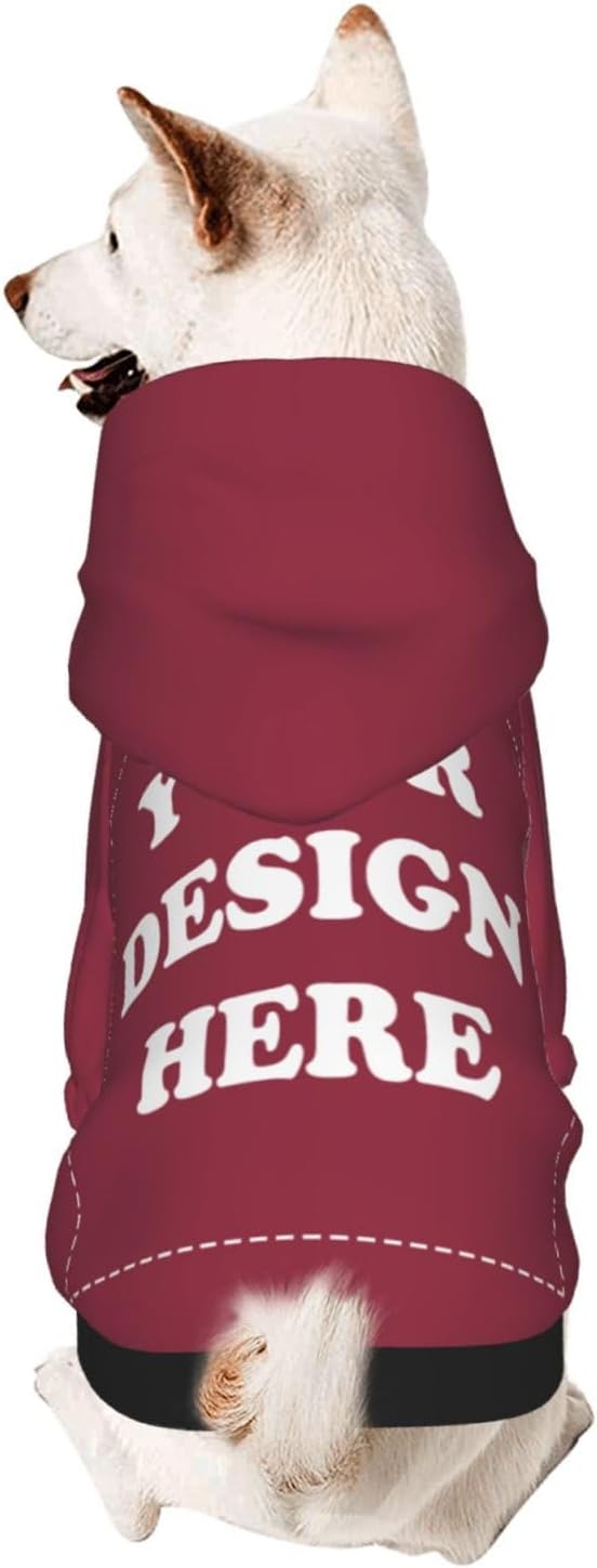 Personalized Dog Hoodie, Custom Dog Costumes for Small Dogs, Holiday Happy Dog Clothes Football Pet Shirt Sweater with Name Number for Girl/Boy Cats/Kitten, Wine, XXS