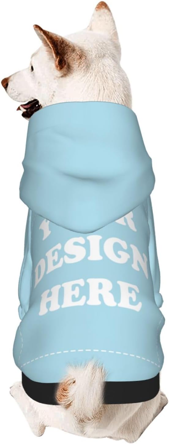Personalized Dog Hoodie, Custom Dog Costumes for Small Dogs, Holiday Happy Dog Clothes Football Pet Shirt Sweater with Name Number for Girl/Boy Cats/Kitten, LightBlue, M
