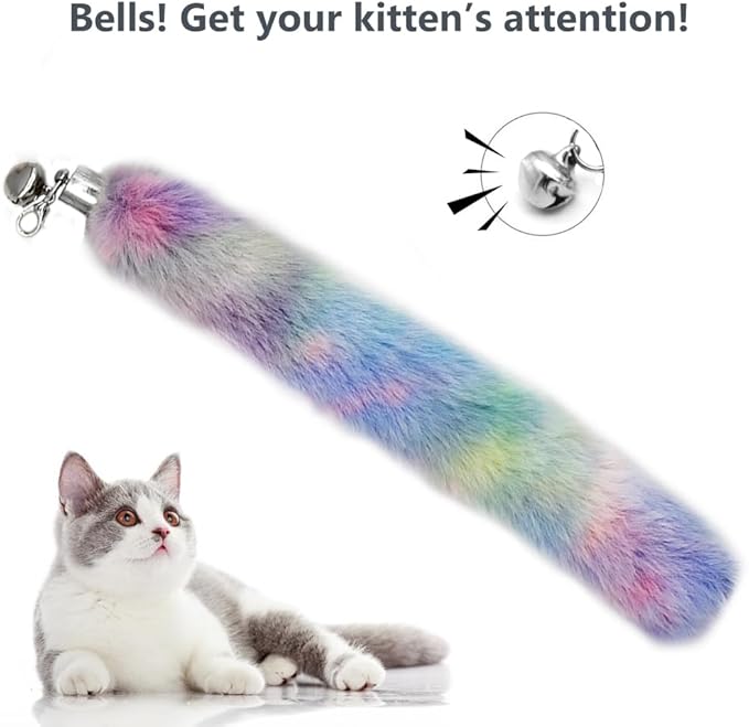 LASOCUHOO Cat Worm Toys, (3 Packs) Interactive Cat Wand Replacement Refill Attachments for Indoor Cats, Fit for Most Cats Random Color