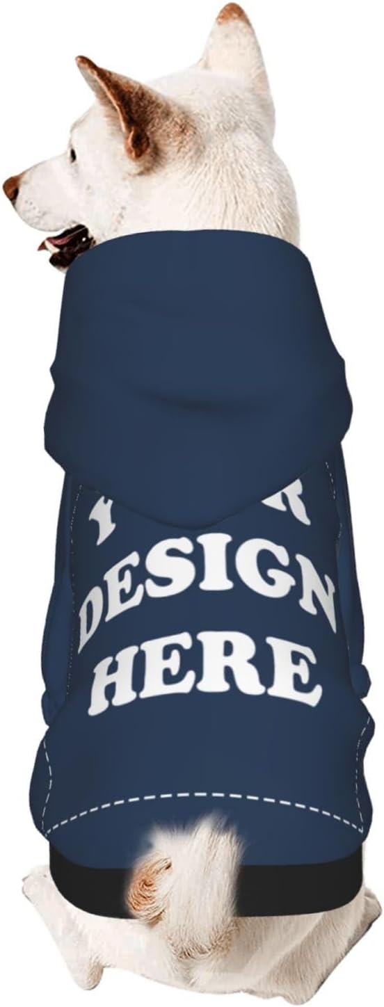 Dog Costume, Custom Dog Hoodie, Dog Name Costume Holiday Pet Pajamas Outfit, Personalized Pet Coat Costumes for Small Medium Large Dogs and Cats for Winter, Navy, S