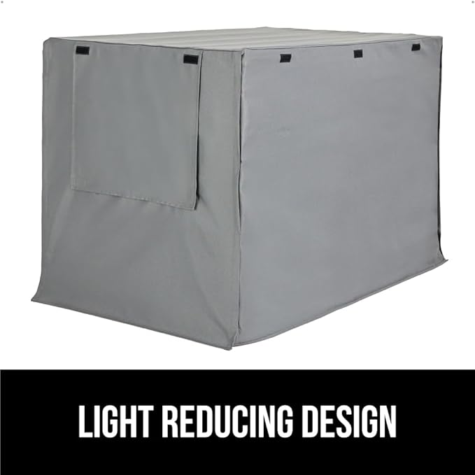 GORILLA GRIP Dog Crate Covers Compatible with Amazon Basics Dog Crates, All Sides Open, Privacy Cover Fits 30" Wire Kennel, Breathable Mesh Windows, Light Reducing Puppy Training Cage Topper, Gray