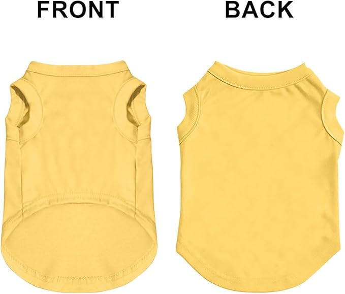 Custom Dog Clothes Shirts for Small Large Dogs Breathable Pet Shirt Customized Image Text Sleeveless Tank Tops for Puppy Cats Customize Pets Apparel Gifts, Yellow, S