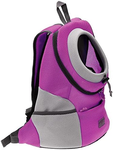 Mogoko Cat Dog Backpack Carrier, Puppy Pet Front Pack with Breathable Head Out Design and Double Mesh Padded Shoulder for Outdoor Travel Hiking (L, Pink)