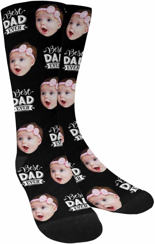 MyPupSocks Custom Personalized Photo Pet Face Socks, Cat and Dog Tracks Paws Bones Crew Socks with Picture for Men Women