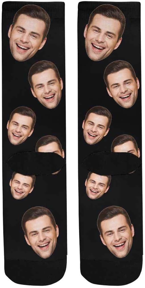 MyPupSocks Custom Personalized Photo Pet Face Socks, Cat and Dog Tracks Paws Bones Crew Socks with Picture for Men Women