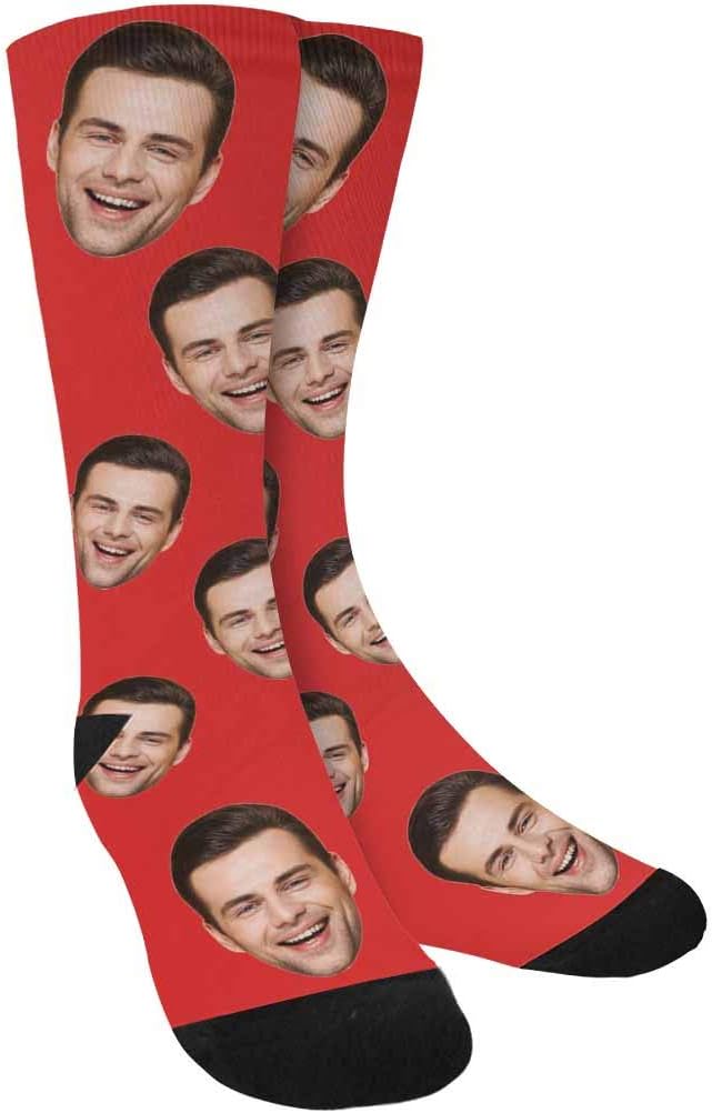 MyPupSocks Custom Personalized Photo Pet Face Socks, Cat and Dog Tracks Paws Bones Crew Socks with Picture for Men Women