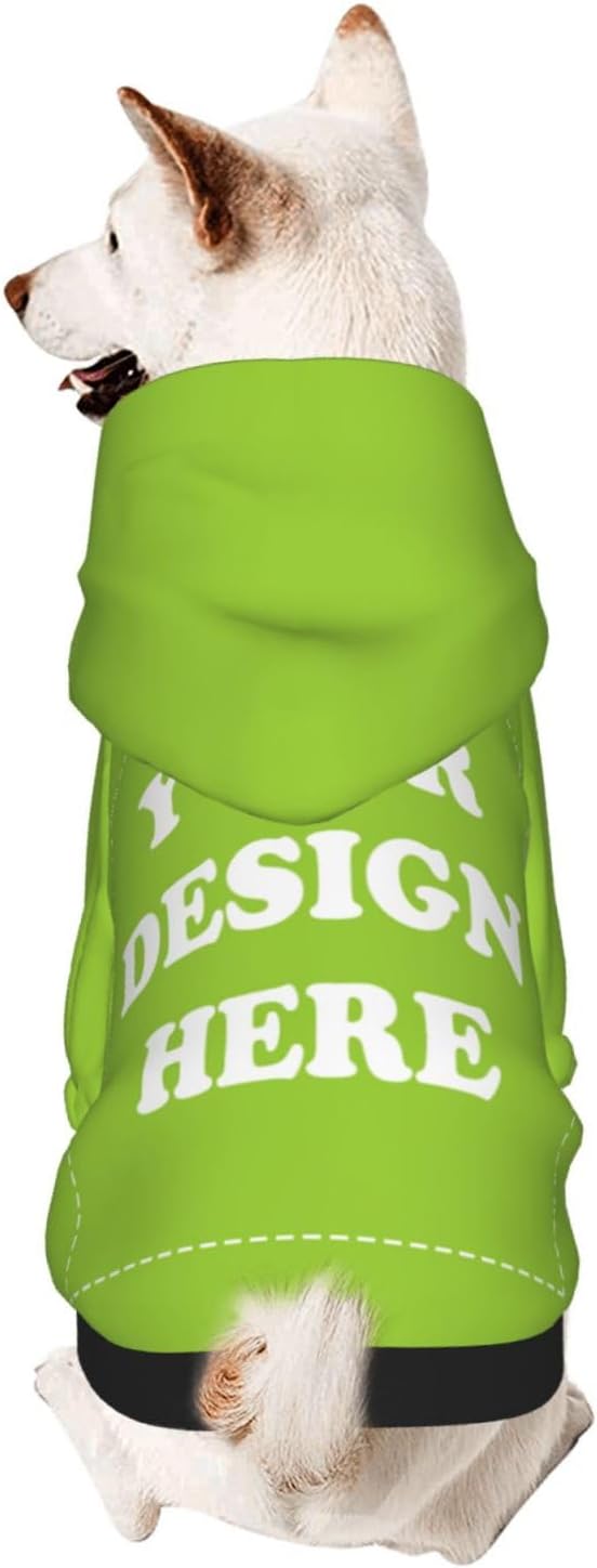 Dog Clothes, Custom Dog Hooded Sweatshirt, Personalized Pet Costume Robe Shirt with Text/Image/Club Name/Pet Shop Logo for Small Medium Large Dogs and Cats, GrassGreen, XL