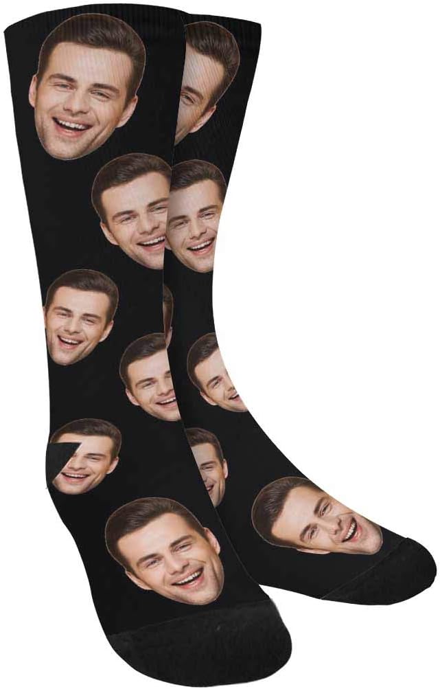 MyPupSocks Custom Personalized Photo Pet Face Socks, Cat and Dog Tracks Paws Bones Crew Socks with Picture for Men Women