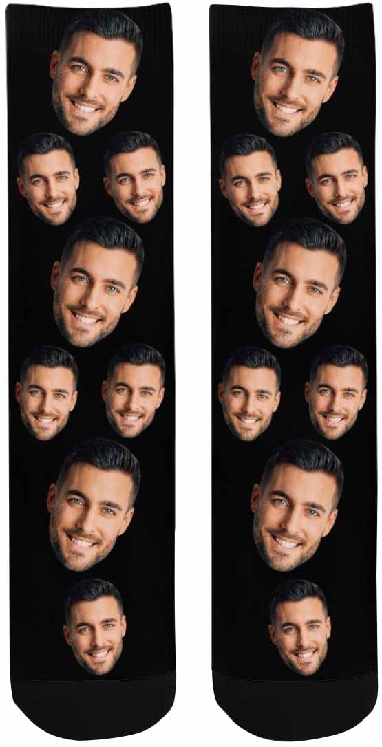 MyPupSocks Custom Personalized Photo Pet Face Socks, Cat and Dog Tracks Paws Bones Crew Socks with Picture for Men Women