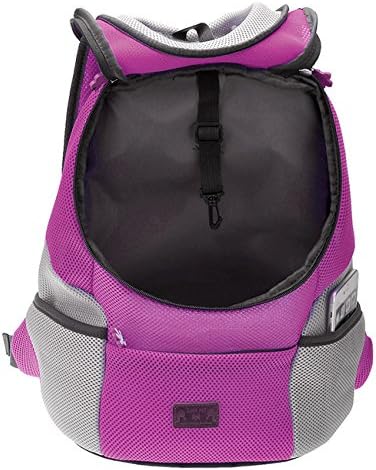 Mogoko Cat Dog Backpack Carrier, Puppy Pet Front Pack with Breathable Head Out Design and Double Mesh Padded Shoulder for Outdoor Travel Hiking (L, Pink)
