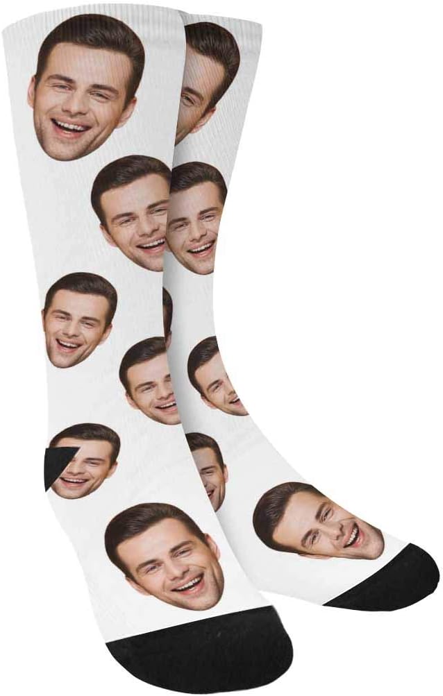 MyPupSocks Custom Personalized Photo Pet Face Socks, Cat and Dog Tracks Paws Bones Crew Socks with Picture for Men Women