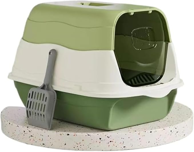 Cat Litter Box Cat Litter Tray with Lid Covered Large with Fully Enclosed Litter Pan Cat Toilet Cat Litter Tray with Cover Scoop