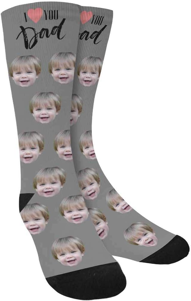 D-Story Custom Face Socks, Personalized Photo Picture on Socks, Unisex Athletic Crew Socks for Men Women