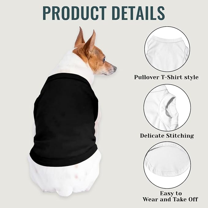 Customized Dog Shirt for Small Medium Large Dogs Personalized with Photo Text Logo Name T-Shirt Summer Breathable Clothes, 1 PC Blank Black, S