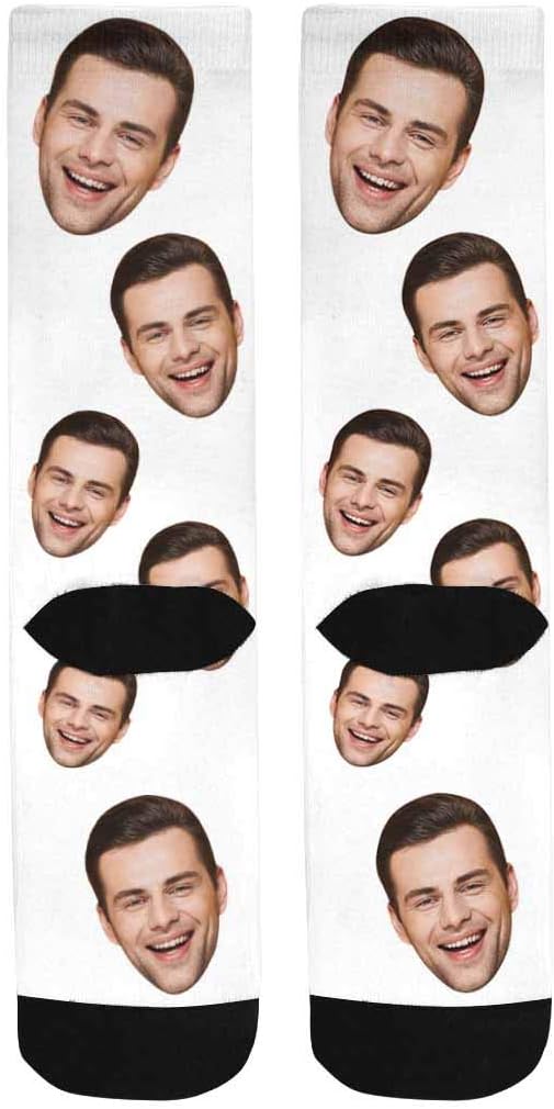 MyPupSocks Custom Personalized Photo Pet Face Socks, Cat and Dog Tracks Paws Bones Crew Socks with Picture for Men Women
