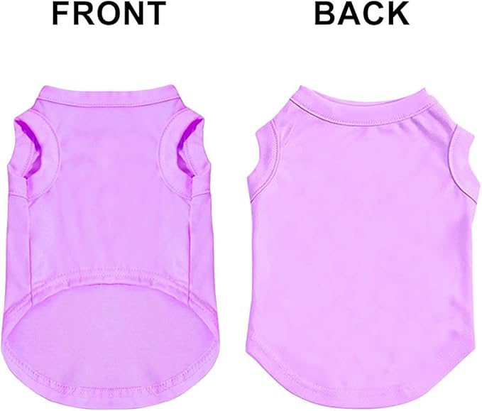 Custom Dog Clothes Shirts for Small Large Dogs Breathable Pet Shirt Customized Image Text Sleeveless Tank Tops for Puppy Cats Customize Pets Apparel Gifts, Light-Purple, 5XL