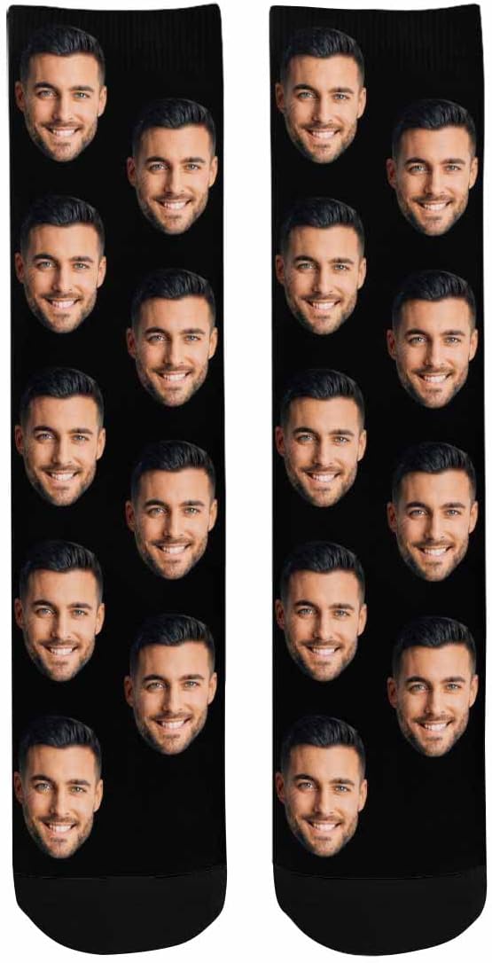 MyPupSocks Custom Personalized Photo Pet Face Socks, Cat and Dog Tracks Paws Bones Crew Socks with Picture for Men Women