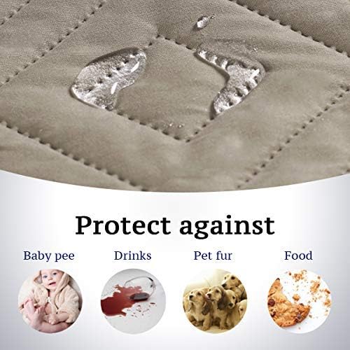 H.VERSAILTEX Reversible Loveseat Cover Furniture Protector Anti-Slip Water Resistant 2 Inch Wide Elastic Straps Couch Covers Pets Kids Fit Sitting Width Up to 46"(Love Seat: 75" x 90", Khaki/Beige)