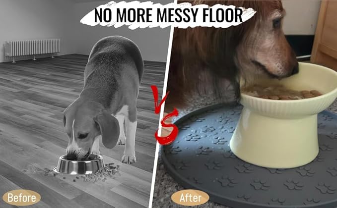 Dog Food Mat for Food and Water, Waterproof Pet Food Mat with Edges, Nonslip Dog Feeding Mat for Protecting Floors (2Pack Black)