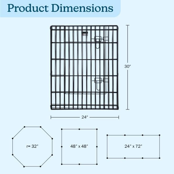 Dog Playpen - Foldable Metal Exercise Puppy Play Pen with 8 24x30in Panels - Indoor/Outdoor Pen with Door for Dogs, Cats or Small Animals by PETMAKER