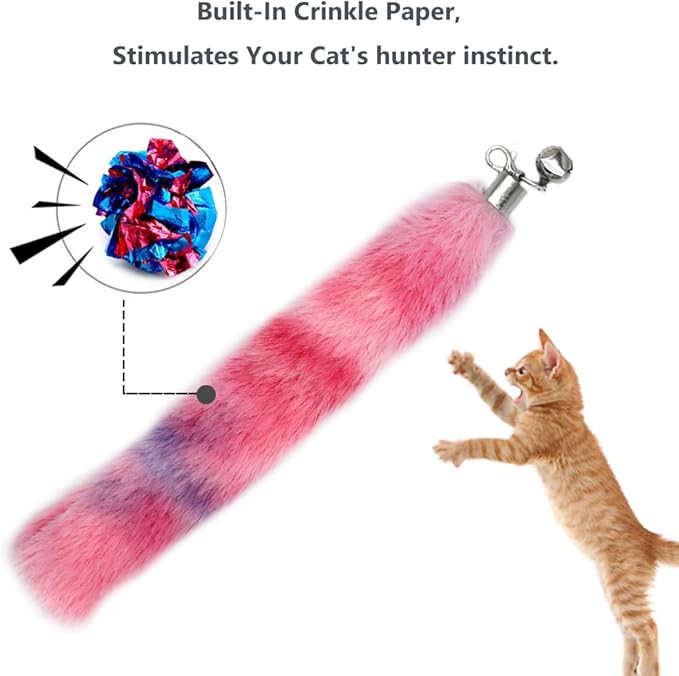 LASOCUHOO Cat Worm Toys, (3 Packs) Interactive Cat Wand Replacement Refill Attachments for Indoor Cats, Fit for Most Cats Random Color