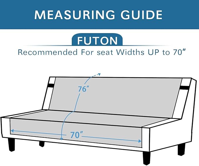 H.VERSAILTEX Futon Cover Reversible Sofa Slipcover Furniture Protector Water Resistant 2 Inch Wide Elastic Straps Sofa Bed Pets Kids Dog Cat Fit Sitting Width Up to 70"(Futon, Dark Teal/Beige)