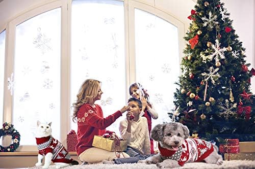 Vehomy Dog Christmas Sweaters Pet Winter Knitwear Xmas Clothes Classic Warm Coats Reindeer Snowflake Argyle Sweater for Kitty Puppy Cat-M