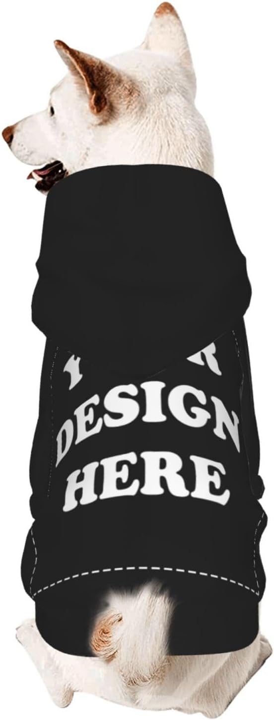 Dog Clothes, Custom Dog Hooded Sweatshirt, Personalized Pet Costume Robe Shirt with Text/Image/Club Name/Pet Shop Logo for Small Medium Large Dogs and Cats, Black, M