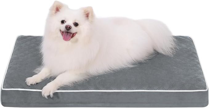 KSIIA Dog Bed for Crate Pad Waterproof for Medium Dogs with Removable Washable Cover, Egg Crate Foam and Non-Slip Bottom, 29x18 Inch, Dark Gray