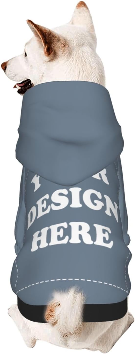Personalized Chihuahua Dog Hoodie, Custom Pet Warm Sweatshirt Costume with Name Number Photo, Customize ID Clothes for Pupppy Kitten Dogs Cats, SlateGray, S