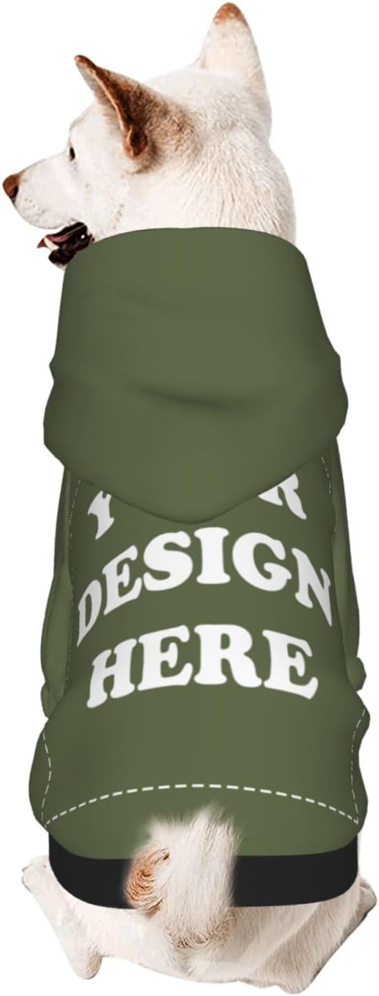 Personalized Dog Hoodie, Custom Dog Costumes for Small Dogs, Holiday Happy Dog Clothes Football Pet Shirt Sweater with Name Number for Girl/Boy Cats/Kitten, SageGreen, XL