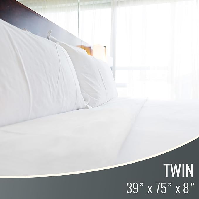 DMI Twin Waterproof Mattress Protector - Fitted, Noiseless Mattress Cover, Soft and Breathable, 39" x 75"x 8", White