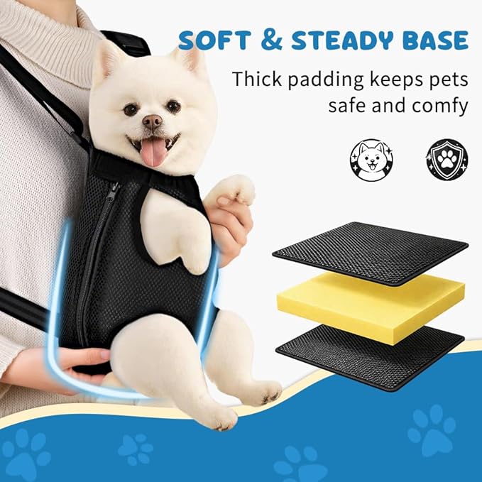 Mosago Dog Backpack Carrier, Adjustable Pet Front Carriers, Legs Out Carrying Sling Travel Bag for Small Medium Dogs 4-7 Lbs, Soft Wearable Puppy Chest Carry Backpacks for Walking/Hiking/Camping