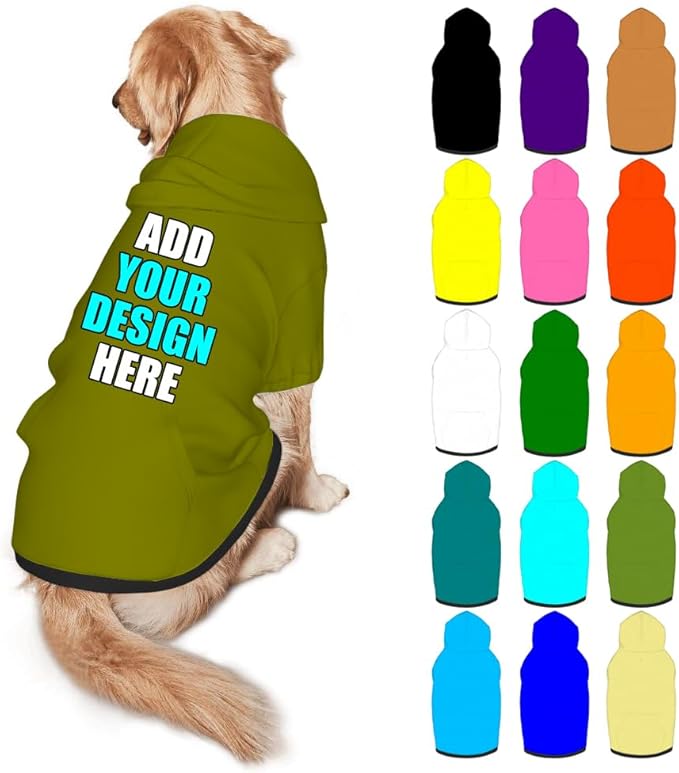 Customized Dog Hoodie with Name Logo Personalized Text Soft & Warm for Puppy Sweatshirt Hooded for Small Medium Large Dogs Girl/Boy Cats/Kitten, Olive, XL