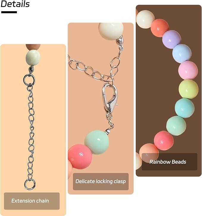 Hosiwei Dog and Cat Rainbow Beads Collar Necklace, Faux Pearls Necklace Pet Jewelry Colorful Candy Colors (Colorful, L(9.9-16.5lb))
