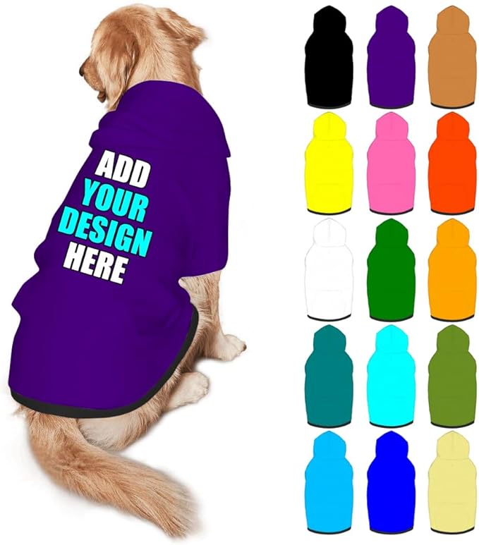 Personalized Dog Hoodie Customized with Name Photo Pet Warm Sweater Hoodie for Medium Large Dogs & Cat Puppy, Indigo, XXL