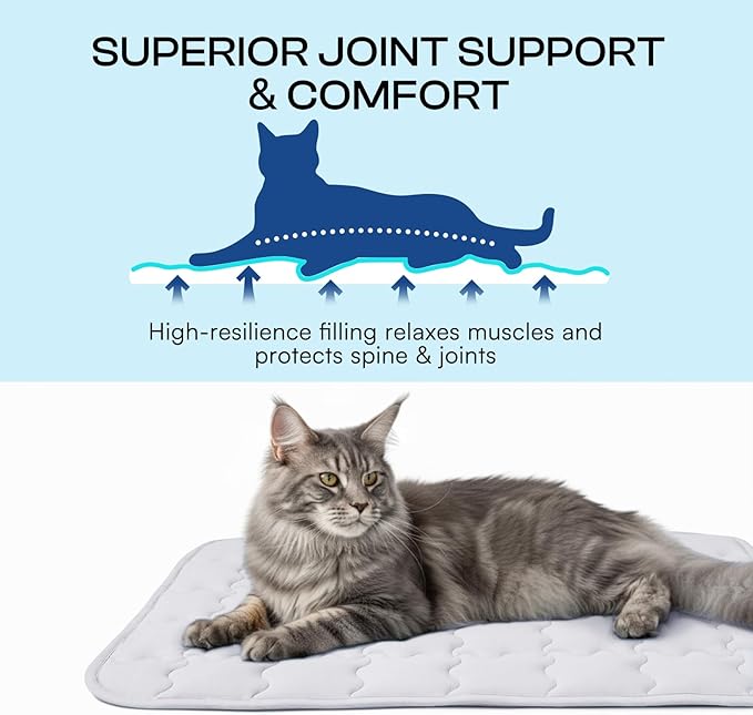 Luciphia Premium Dog Cooling Mat Non-Slip Q-MAX>0.5 Self-Cooling Pad for Small Pet Cat Indoor Portable Kennel Puppy Bed for Summer Crate Pad for Dog Washable Light Grey 20x30 inches